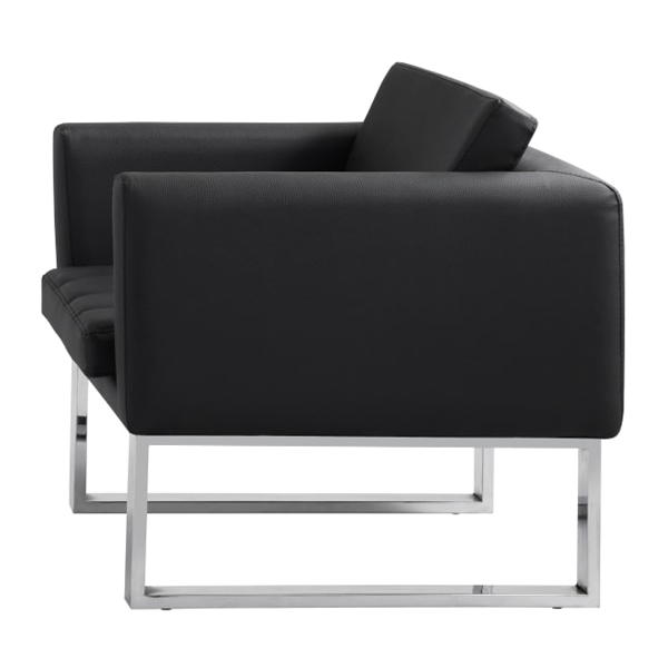 مبل اداری یک نفره با روکش چرم مشکی و پایه کروم