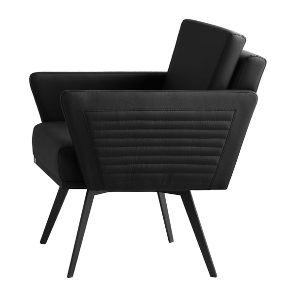 مبل اداری یک نفره با روکش چرم مشکی و پایه فلز مشکی