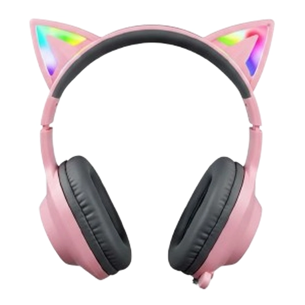 هدست گیمینگ فاکس ایکس ری با طرح گوش گربه‌ای رنگ صورتی