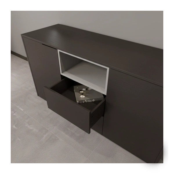 کردنزا مدیریتی با سه درب و دو کشو و رنگ خاکستری و طوسی