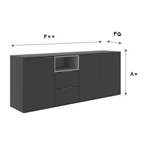 کردنزا مدیریتی با سه درب و دو کشو و رنگ خاکستری و طوسی